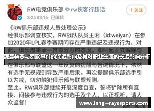 魏震禁赛与罚款事件的深远影响及其对职业生涯的长远影响分析